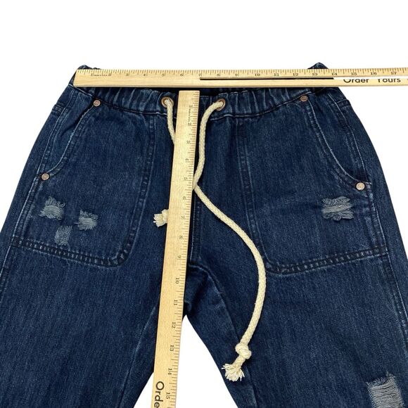 One Teaspoon Shabbies Drawstring Boyfriend Denim Jean Women XS Destroyed - Picture 14 of 16